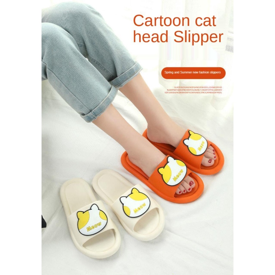 Sandal Slipper Wanita Karakter Cat Head Sandal Kokop Korea Kekinian Sandal Kokop Selop Dalam Rumah T