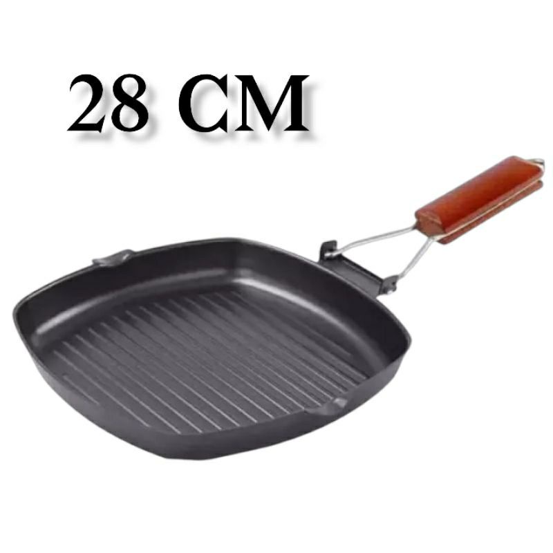 Square grill pan Tempat Pemanggang Daging BBQ Sosis 28cm MK327