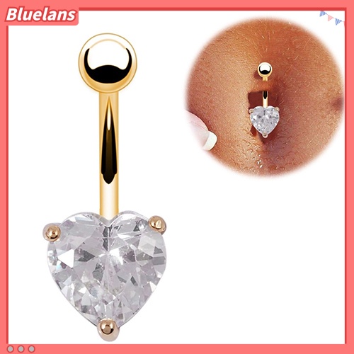 Bluelans Women Navel Belly Ring Rhinestone Button Bar Heart Star Body Piercing Jewelry