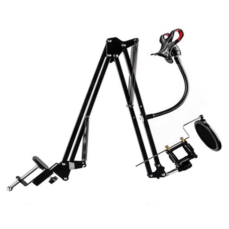 TaffSTUDIO Condenser Microphone Stand Holder 360 Lazypod Clamp Professional Set - NB-35 - Black