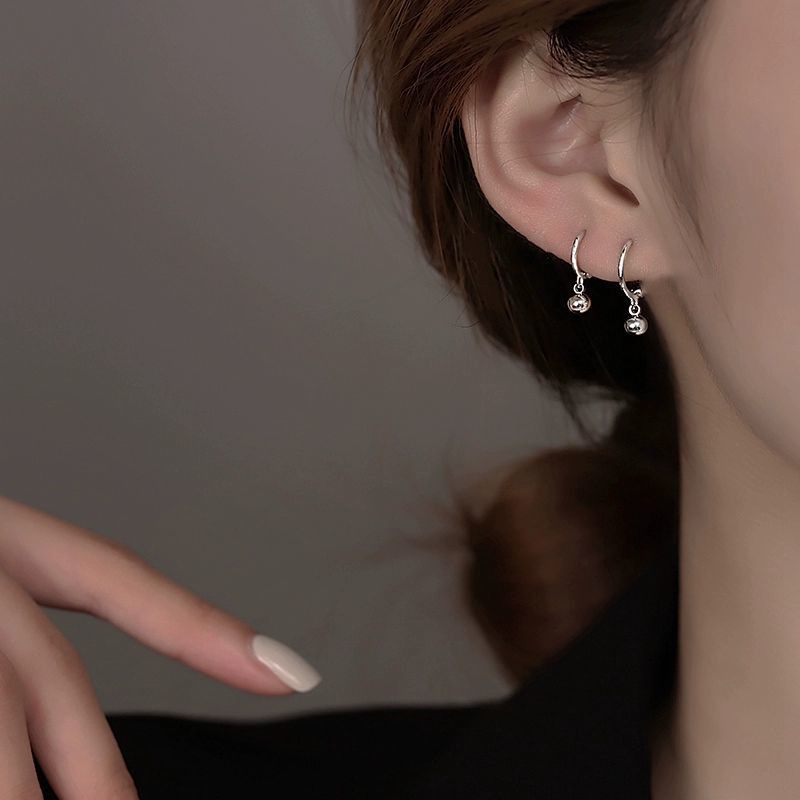 We Flower Anting Hoop s925 Silver Bentuk Bola Kecil Untuk Wanita