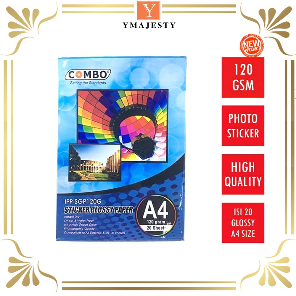 

Kertas Stiker Foto COMBO 120 Gram Gsm Sticker Glossy ISI 20 Lembar