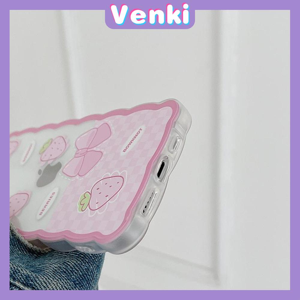 iPhone Case Silicone Soft Case Clear Case Wave Non-Slip Shockproof Camera Full Coverage Protection Pink Strawberry For iPhone 13 Pro Max iPhone 12 Pro Max iPhone 11 iPhone 7 Plus