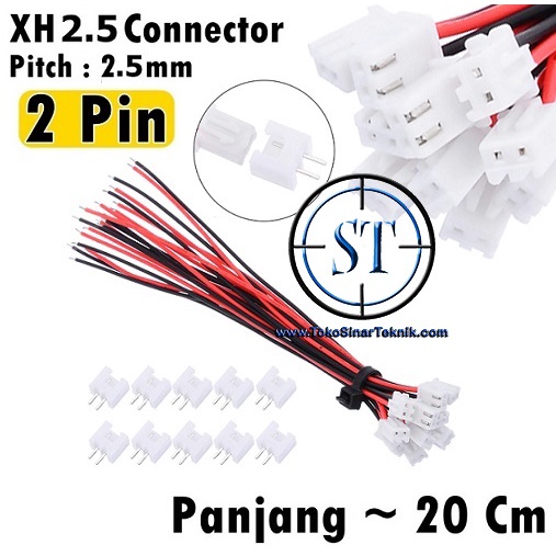 1 Set Cable Connector Micro JST XH 2.5-2 Pin 2 Pin 2P 1 Pasang Kabel 2.5mm Plug Male Female Kabel 2 Jalur 20cm