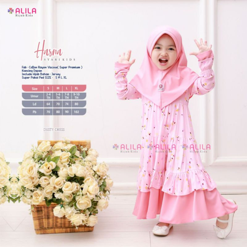 Hasna Husna Syar'i Kids by Alila / Gamis anak syari / setelan anak