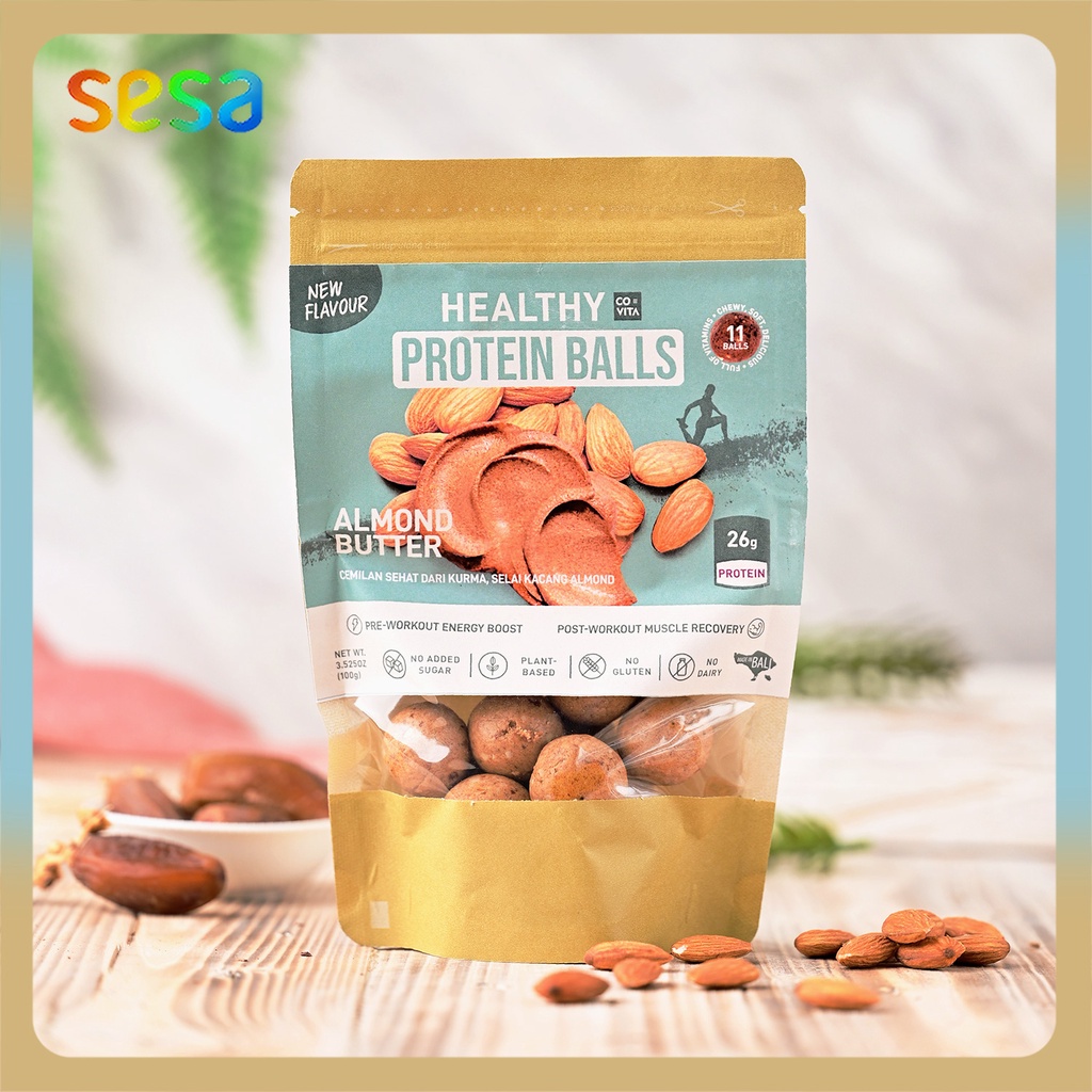 

COVITA Healthy Protein Balls Almond Butter 100gr - Cemilan Sehat Berprotein (Plant-Based)
