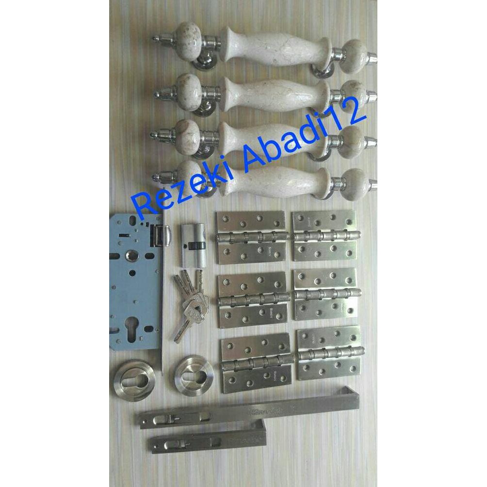 Promo  Termurah  Pull Handle INUL + Kunci Pelor + Engsel + Grendel Tanam ( Komplit)