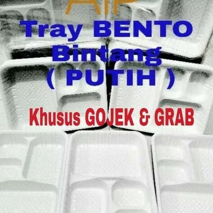 Tray Bento sekat 4 300 pcs Mika Bento Pilihan warna MERAH PUTIH KUNING - Putih