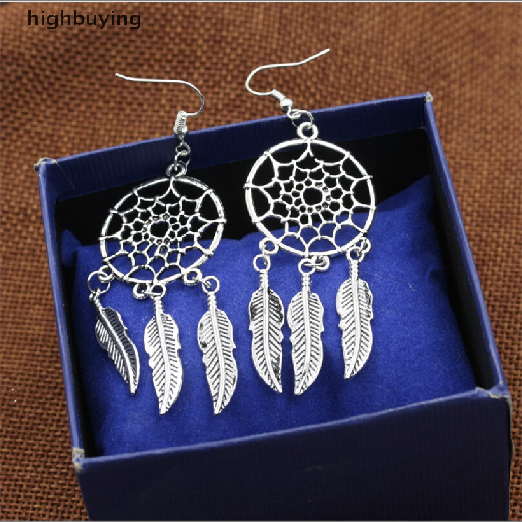 Hbid Anting Gantung Lapis Silver Model Dream Catcher Vintage Untuk Wanita