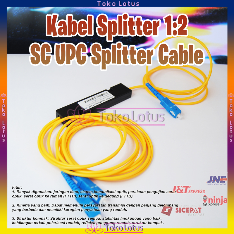 SC Kabel Fiber Optik Splitter 1: 2