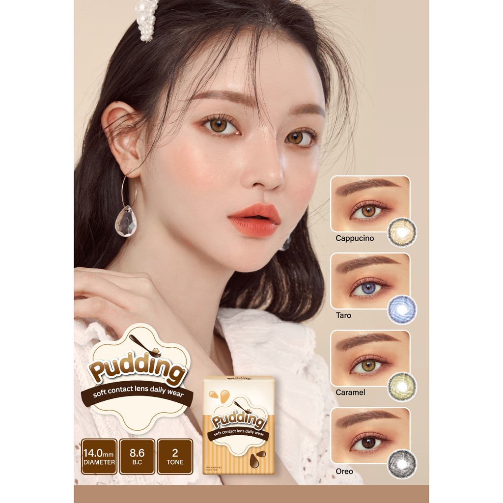 SOFTLENS PUDDING BY EOS KOREA - DIA 14MM - 14.5MM - NORMAL + FREE TEMPAT LENSA