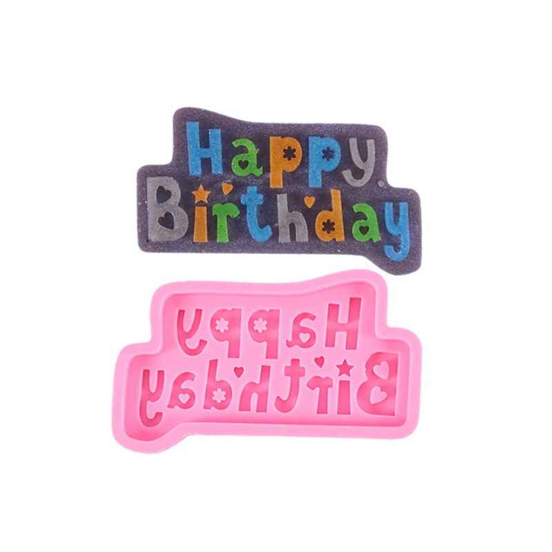 Siy Cetakan Fondant / Cokelat / Permen Bahan Silikon Desain Tulisan Happy Birthday Untuk Dekorasi Kue Diy