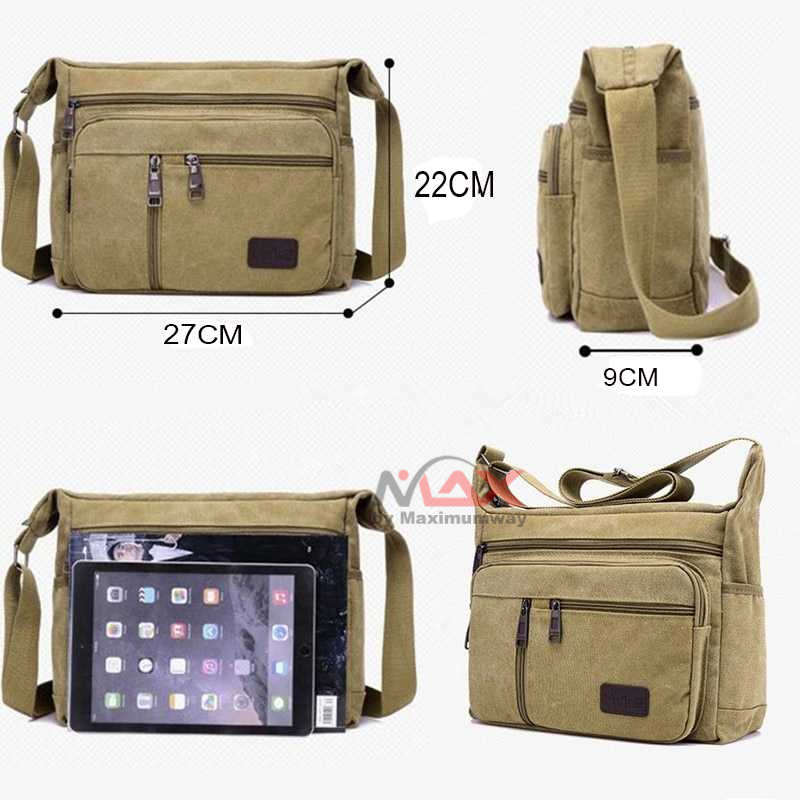 PuAnti Tas Selempang Bahan Kanvas Santai Import Kualitas Korea Mode Fashion Tas bahu Messenger Bag tas kuliah santai jalan jalan sekolah Mahasiswa SMU SD remaja gaya muda bagus berkualitas New Fashion Retro Casual Shoulder Bag Canvas Outdoor Simple