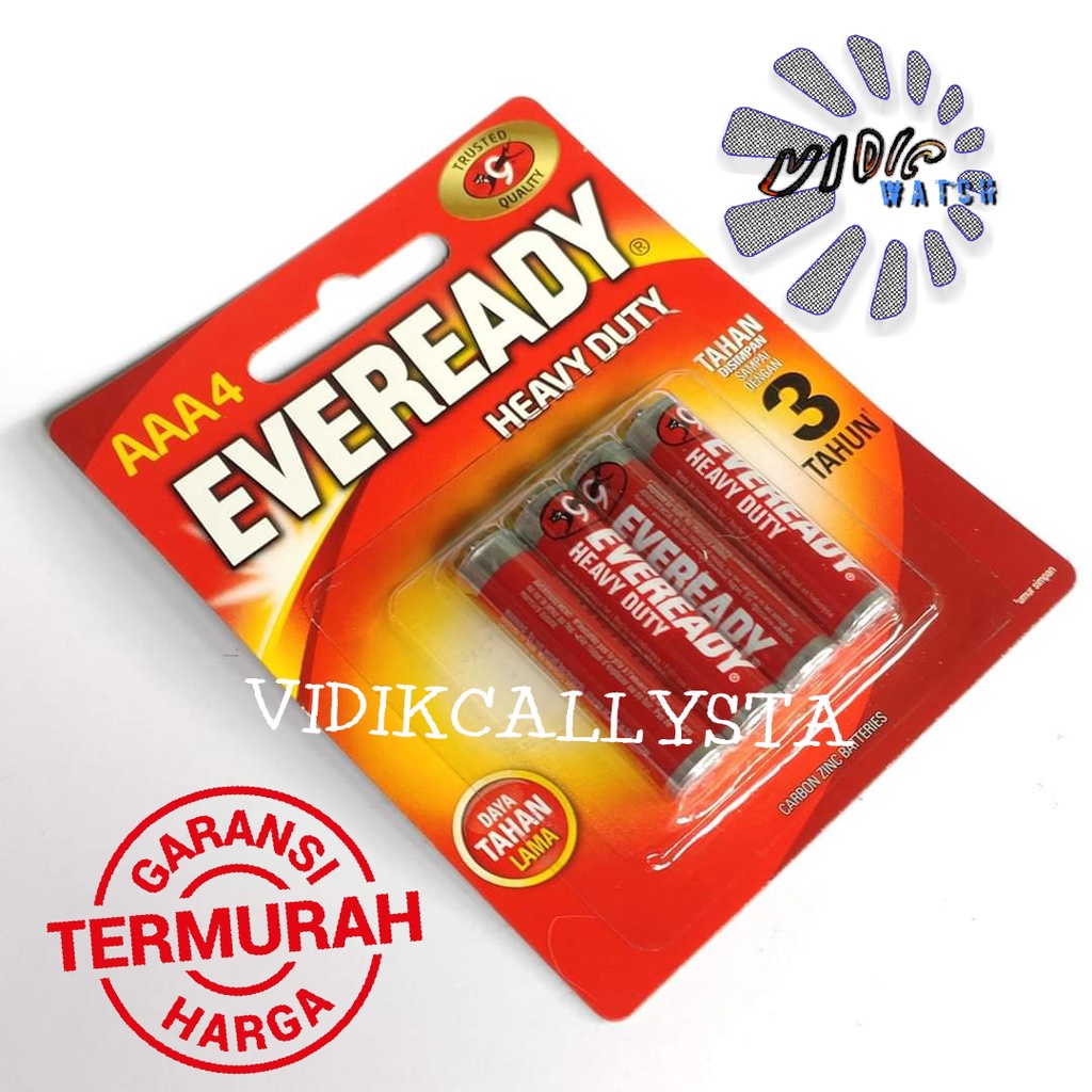 BATERAI EVEREADY A3 A2 HEAVY DUTY A3 AAA / A2 AA ASLI ISI 4 TAHAN LAMA