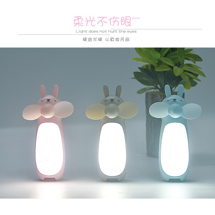 Kipas Angin Karakter Motif Rabbit Mini Fan LED USB Charger Kipas Genggam Portable lucu unik hemat tempat mudah di bawa kipas mini