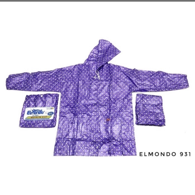 Jas hujan baju dan celana metalik polkadot elmondo