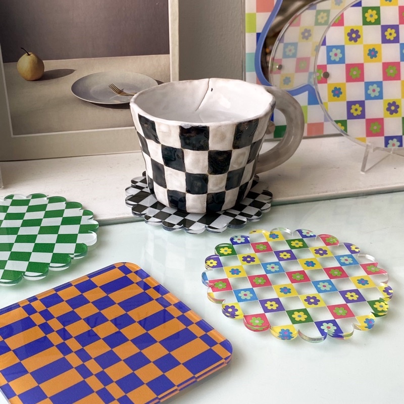 Coaster acrylic checkered edition | Tatakan gelas akrilik by Yeele