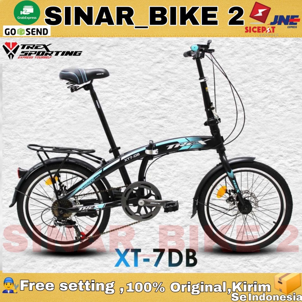 Sepeda Lipat 20 Inch TREX XT-7 DB Double Discbrake 7 Speed Shimano