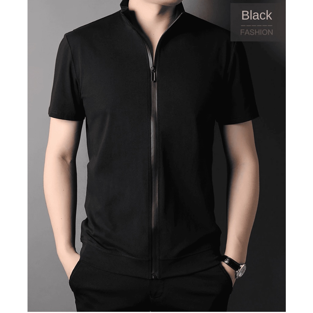 Kaos Resleting Pria Lengan Pendek Model Rafa/Kaos Resleting/Kaos Pria Terbaru/Kaos Polos