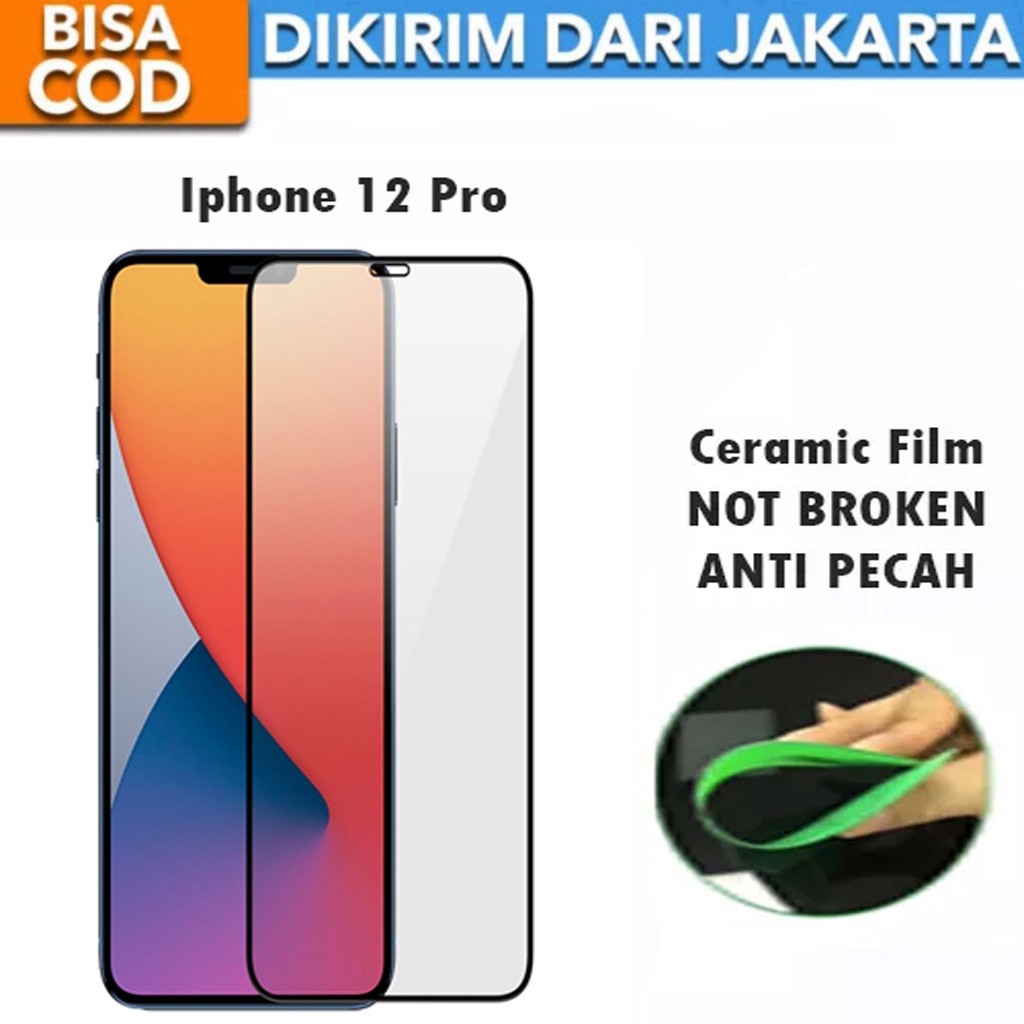 Tempered Glass Iphone 12 Pro Full Cover / Full Screen Ceramic Film Anti Gores