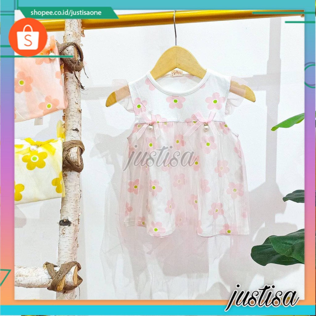 Promo !! dress kaos anak perempuan import Dress mote nature flower import uk 6bln-2th