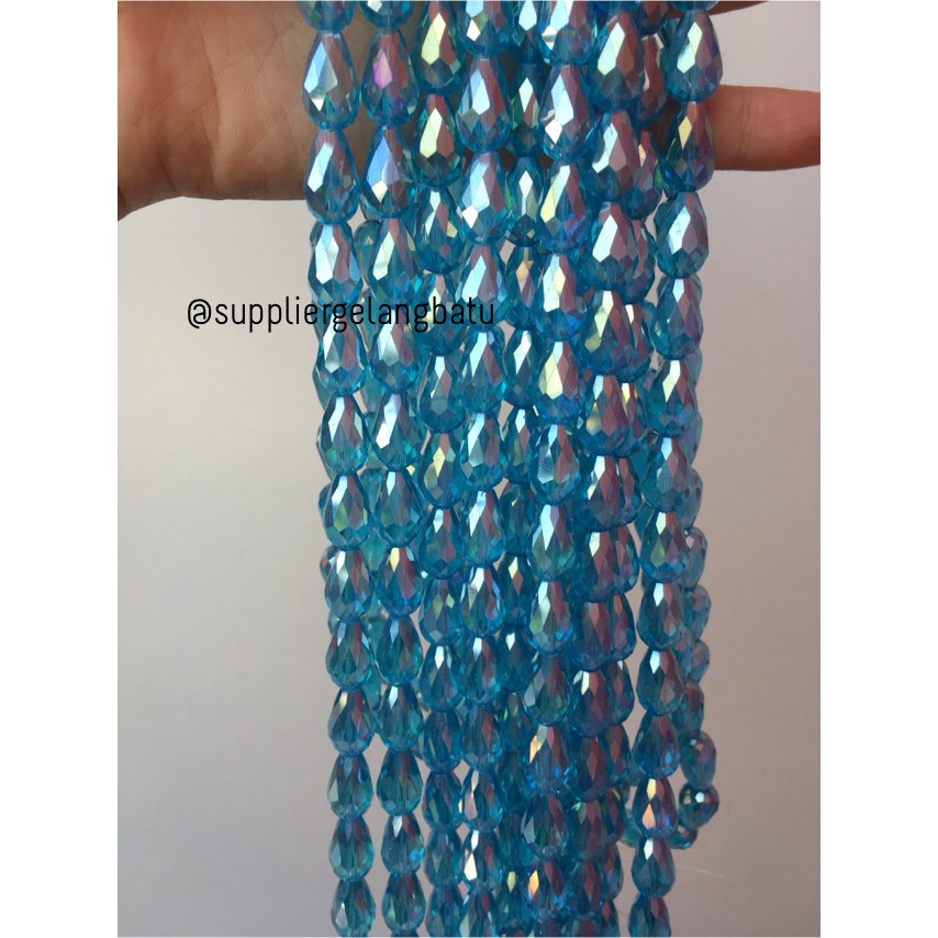 kristal Tetes ceko 15mm x 10mm BIRU SOFT bahan gelang kalung PREMIUM aksesoris fashion supplier