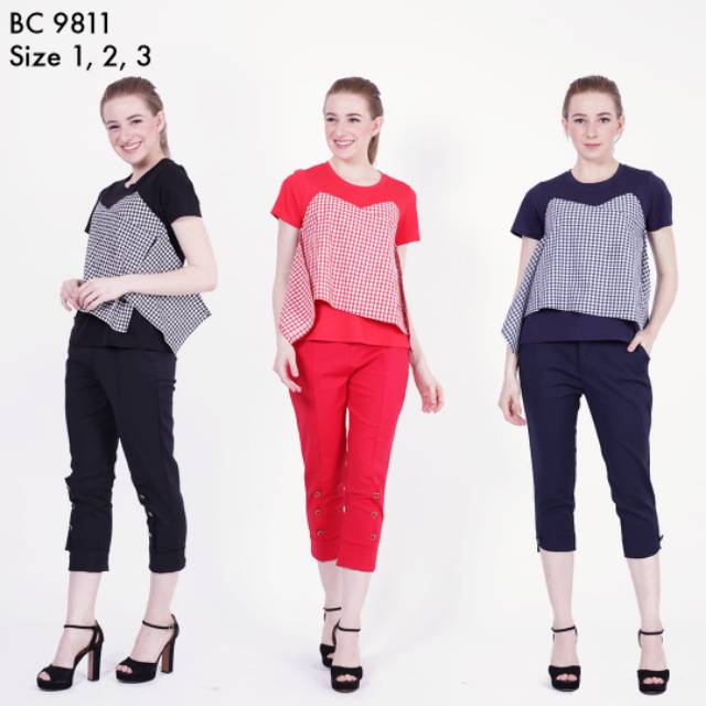 Blus wanita kombinasi kaos dan kain katun premium cantik