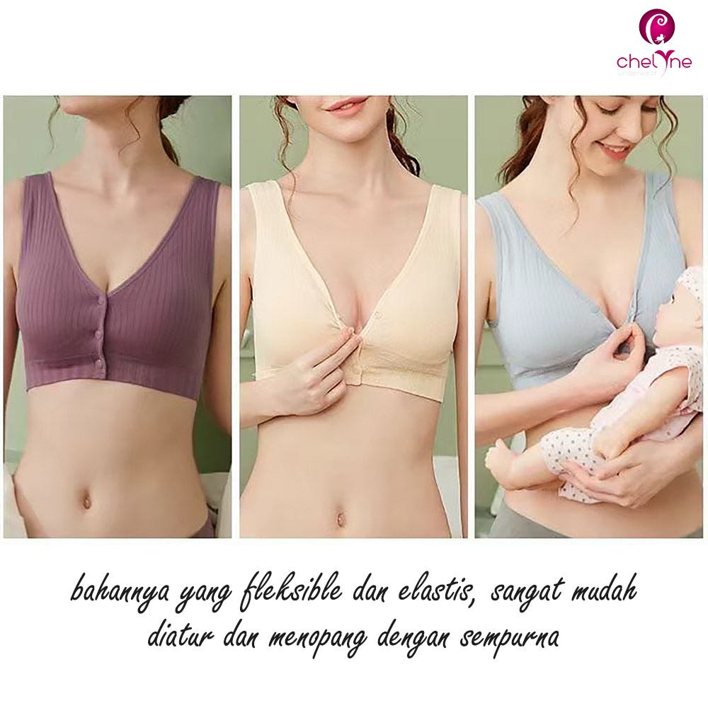 Sport Bra Chelyne T1809 Kancing Depan Seamless Rajut BH Sport ( BH Menyusui/Maternity Bra )