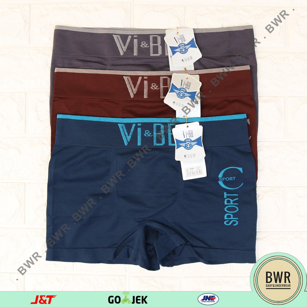 BOXER Vi&amp;BB MEN 1235 [II J2-L2] Celana Dalam Boxer Pria Rajut ( Harga satuan )