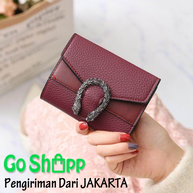 Dompet Wanita Kancing Ular Polos - Dompet Fashion Kulit Import - Dompet Wanita Premium Import [PD08]