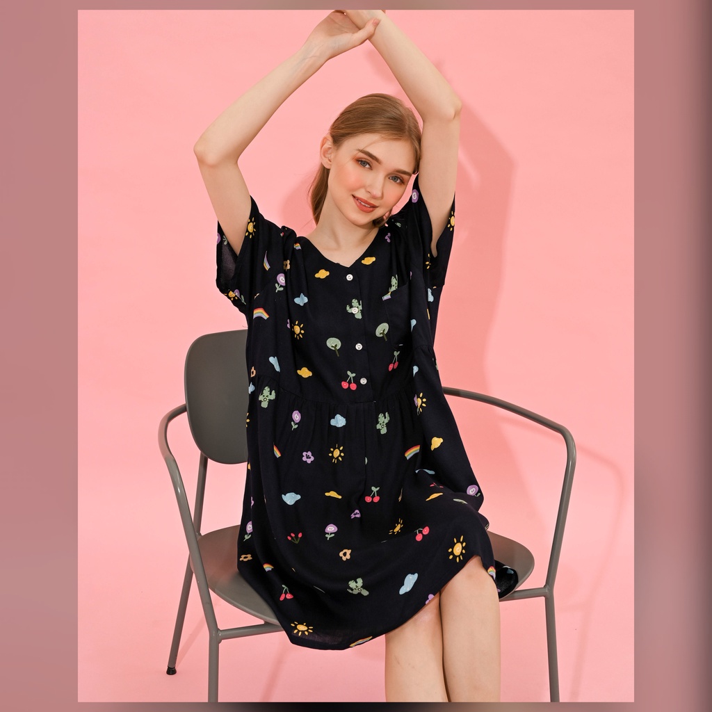 Julia Nightdress - Piyama / Daster Rayon Premium by RAHA Sleepwear-1