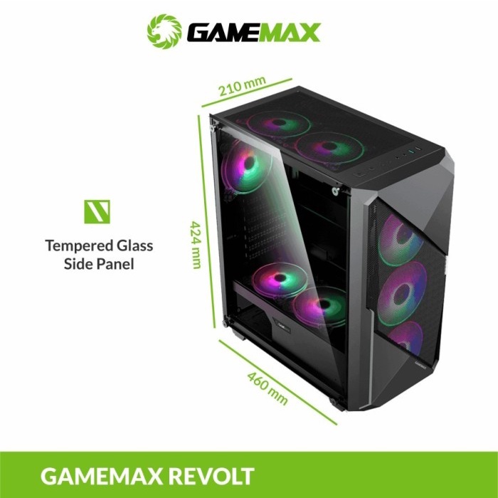 PC Case Gamemax Revolt ATX ARGB with PWM &amp; Rainbow ARGB Hub