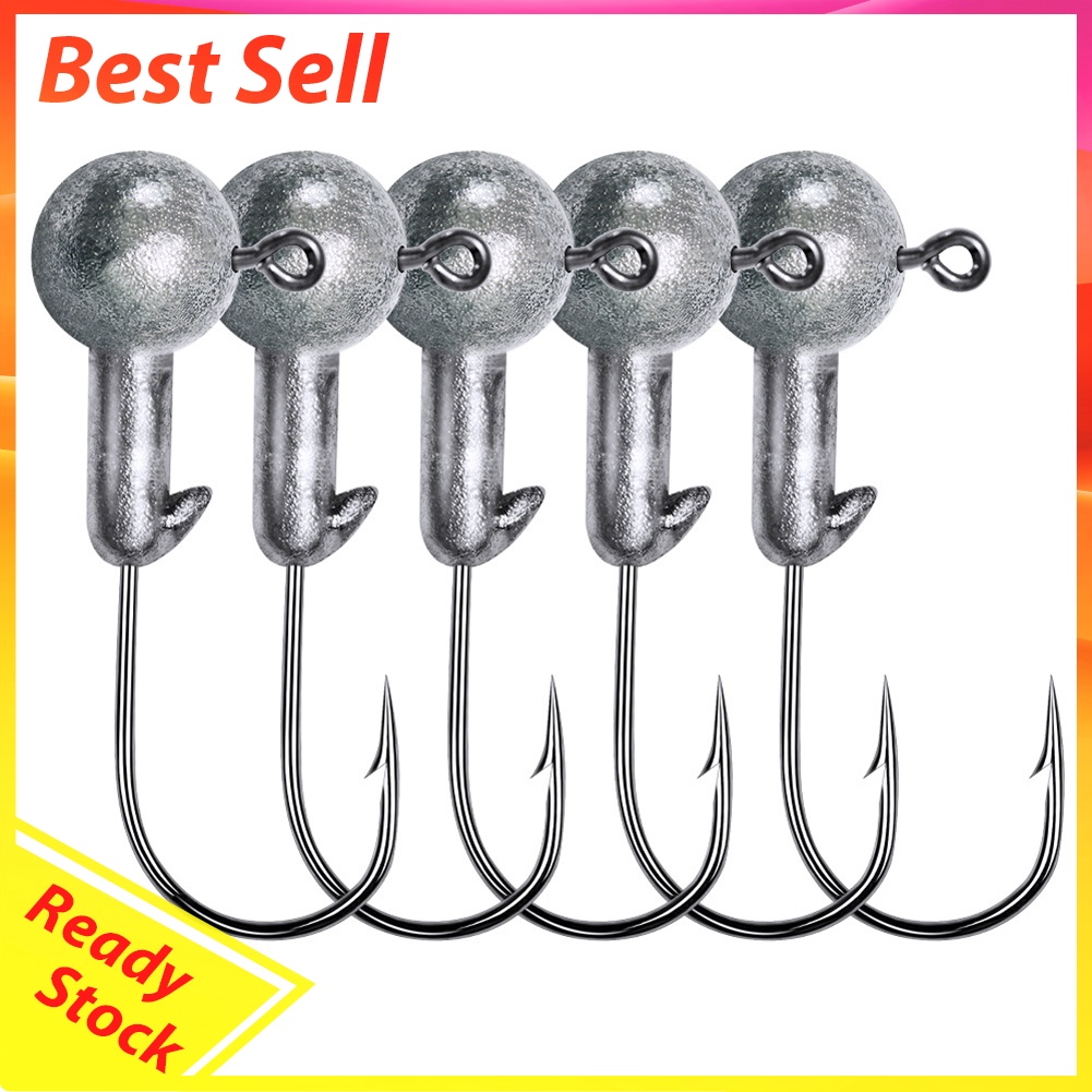 10pcs Crank Jig Round Ball Head Hook Jigs Bait Soft Worm for Perch Fishing