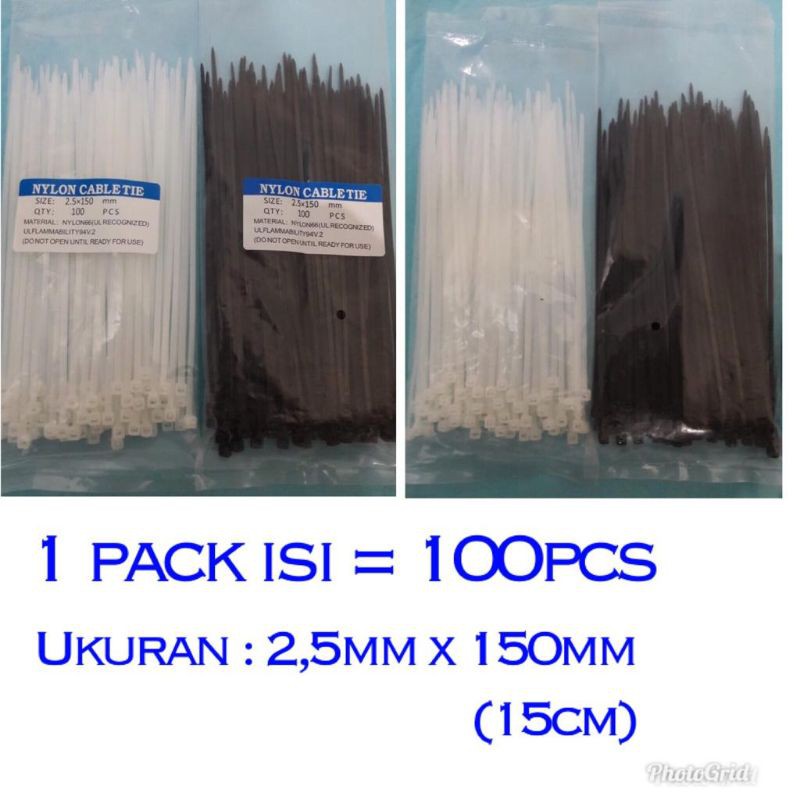 kabel tis, tali ikat fiber pagar ukuran  2,5mm x 150mm (15cm) = 1 pack