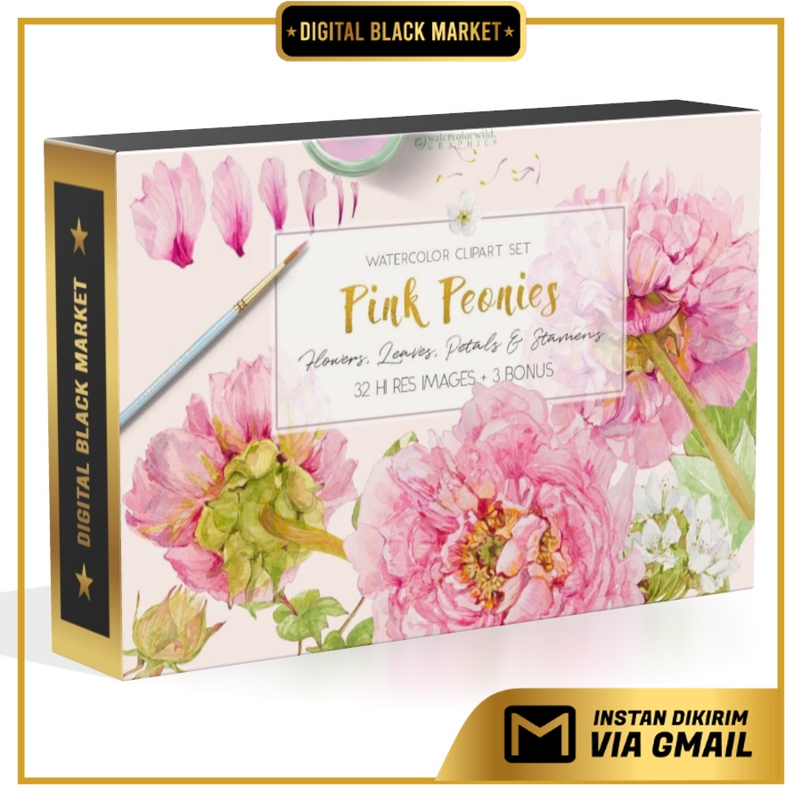 Pink Peonies Clipart Set - JPEG Ultra HD