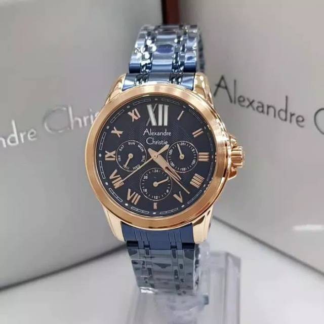 JAM TANGAN CEWEK / WANITA ALEXANDRE CHRISTIE AC 2494 BLUE ROSEGOLD