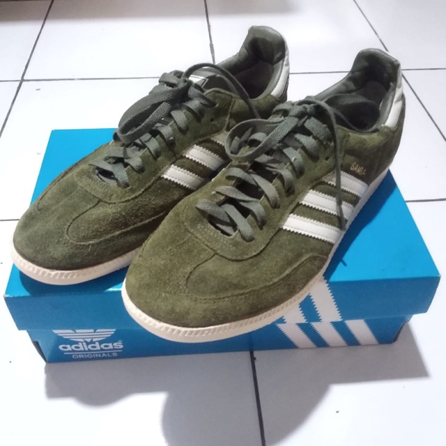 Adidas samba original suede green army hijau army