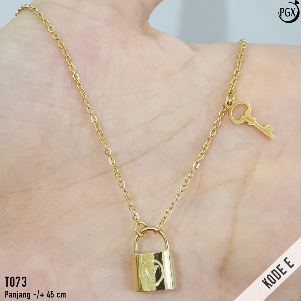 PGX Kalung Titanium Wanita Anti Karat Aksesoris Fashion Perhiasan Premium - T073