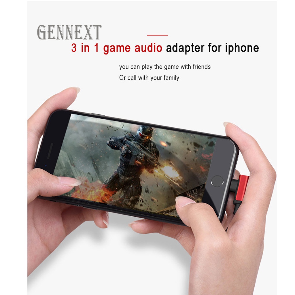 FA GENNEXT Audio Splitter iphone Charger / Charging &amp; music Adapter Lightning to lightning 2in1 cable earphone converter Headphone aux