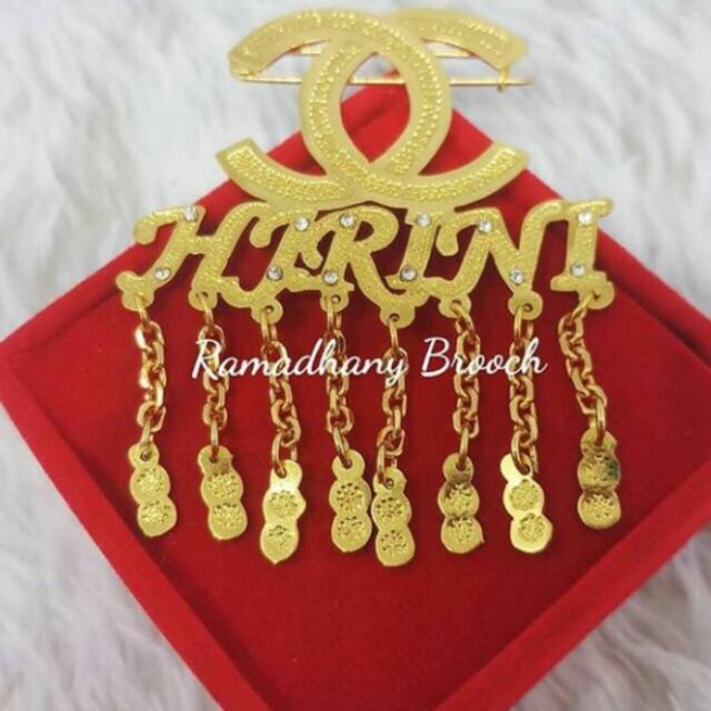 Bros Nama Rantai Gold Kombinasi Love Permata+Grafir Uk.Standar