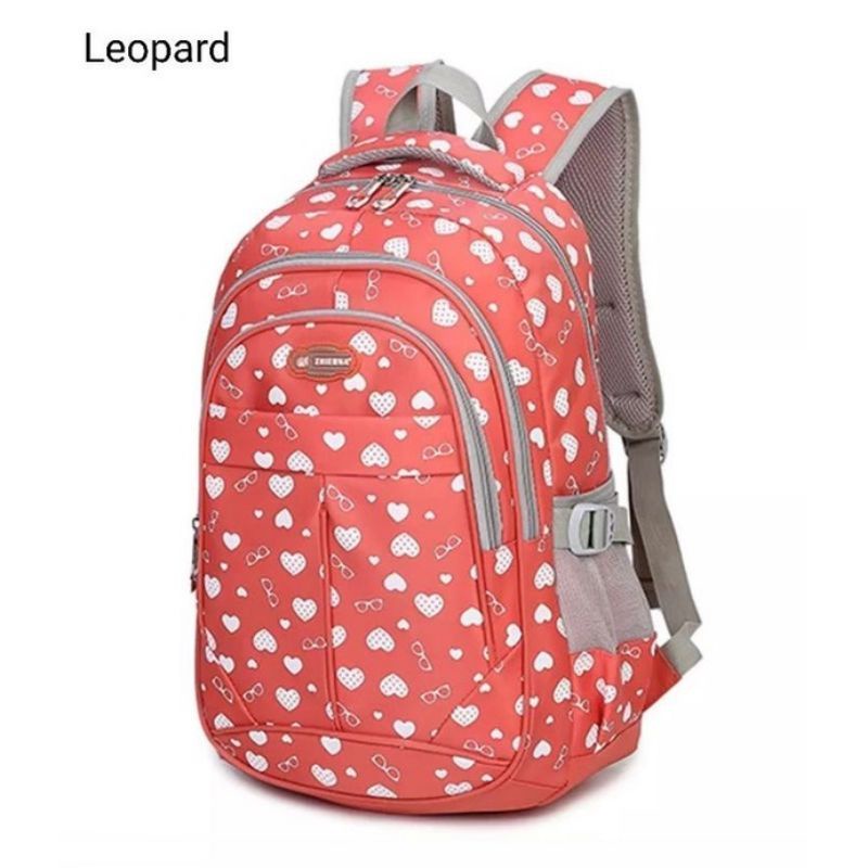 tas ransel sekolah motif love tas gendong karakter love-oranye