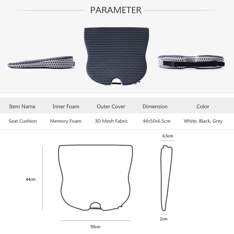 Bantal Duduk 3D Wedge Memory Foam Kursi Jok Alas Mobil / Kantor Gentleman Design