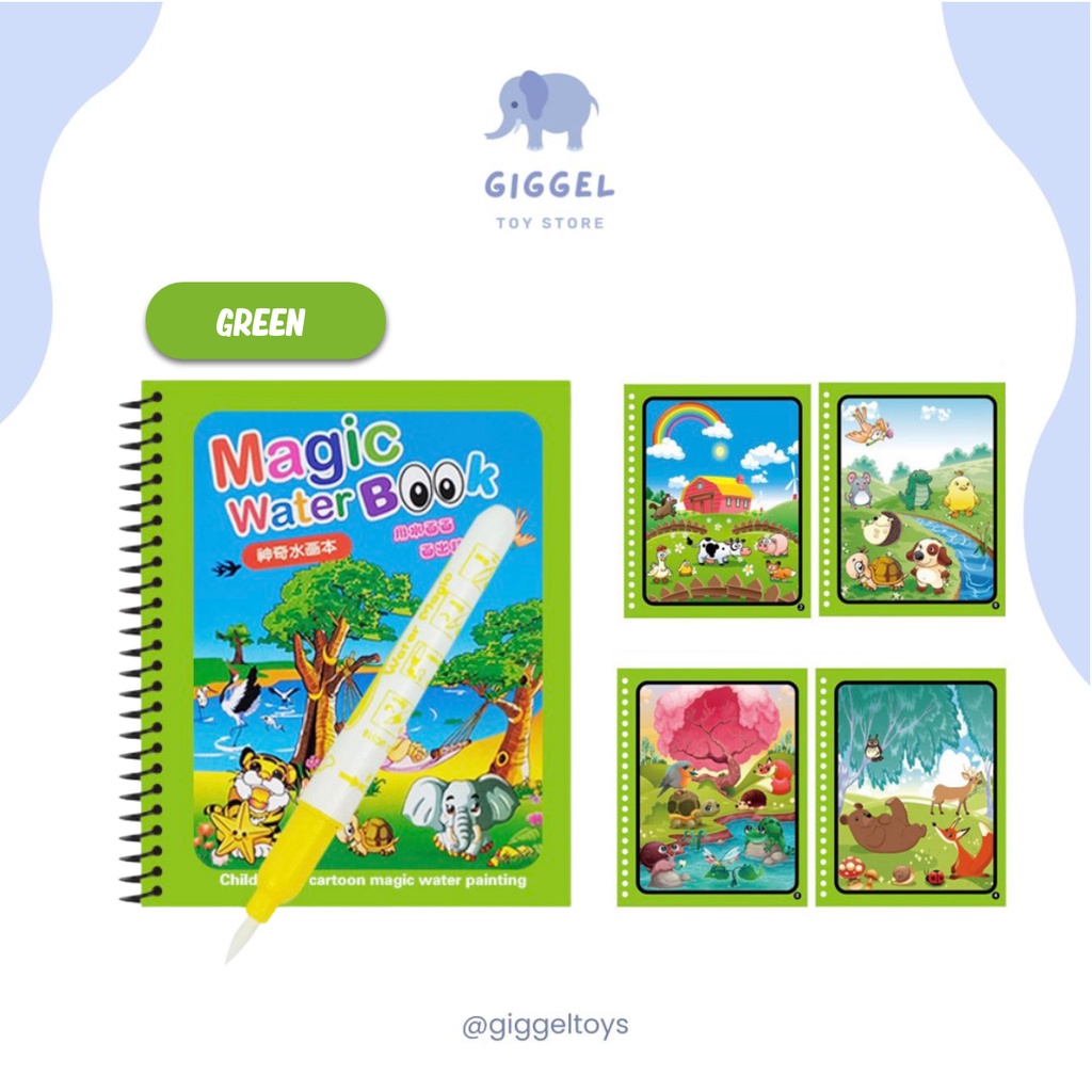 [ Giggel ] Magic Water Book / Buku mewarnai anak / Magic Coloring Book / Buku Gambar Air Ajaib Anak