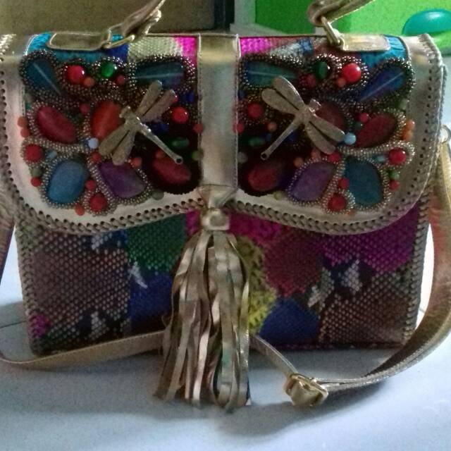 tas etnik kulit ular  phyton ukuran M