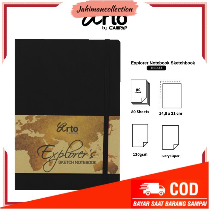

✨ BISA COD ✨ Buku Sketsa Arto A5 Explorer Notebook Sketchbook - BLACK