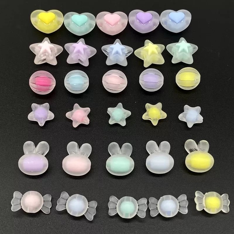 (50 pcs)Manik Manik Bulat Kristal Transparan Manik Akrilik Spacer Warna Warni Bening