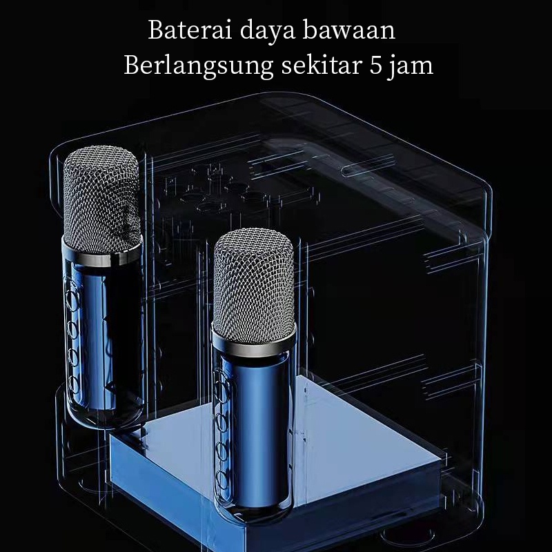 E ONE speaker bluetooth karaoke set lengkap speaker bluetooth 2 mic wireless /Built-in membatalkan fungsi suara asli