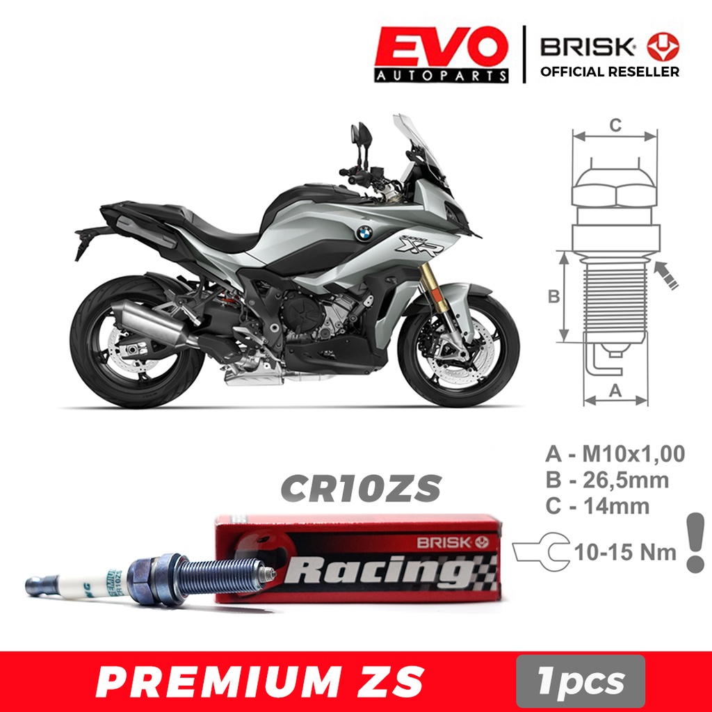 Busi BRISK Premium ZS CR10ZS untuk motor BMW S1000XR