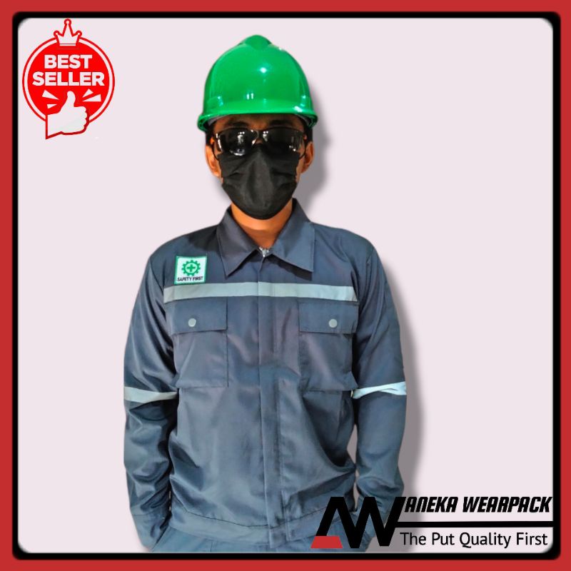 Jual Wearpack Safety Atasan Kemeja Safety Warna Abu Abu Baju Tambang