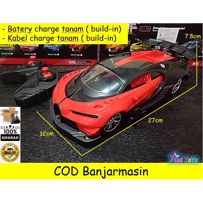 RC Remote Kontrol Mobil Sedan Bugatti Ferarri Lamborghini Skala 1:16 Lampu Nyala
